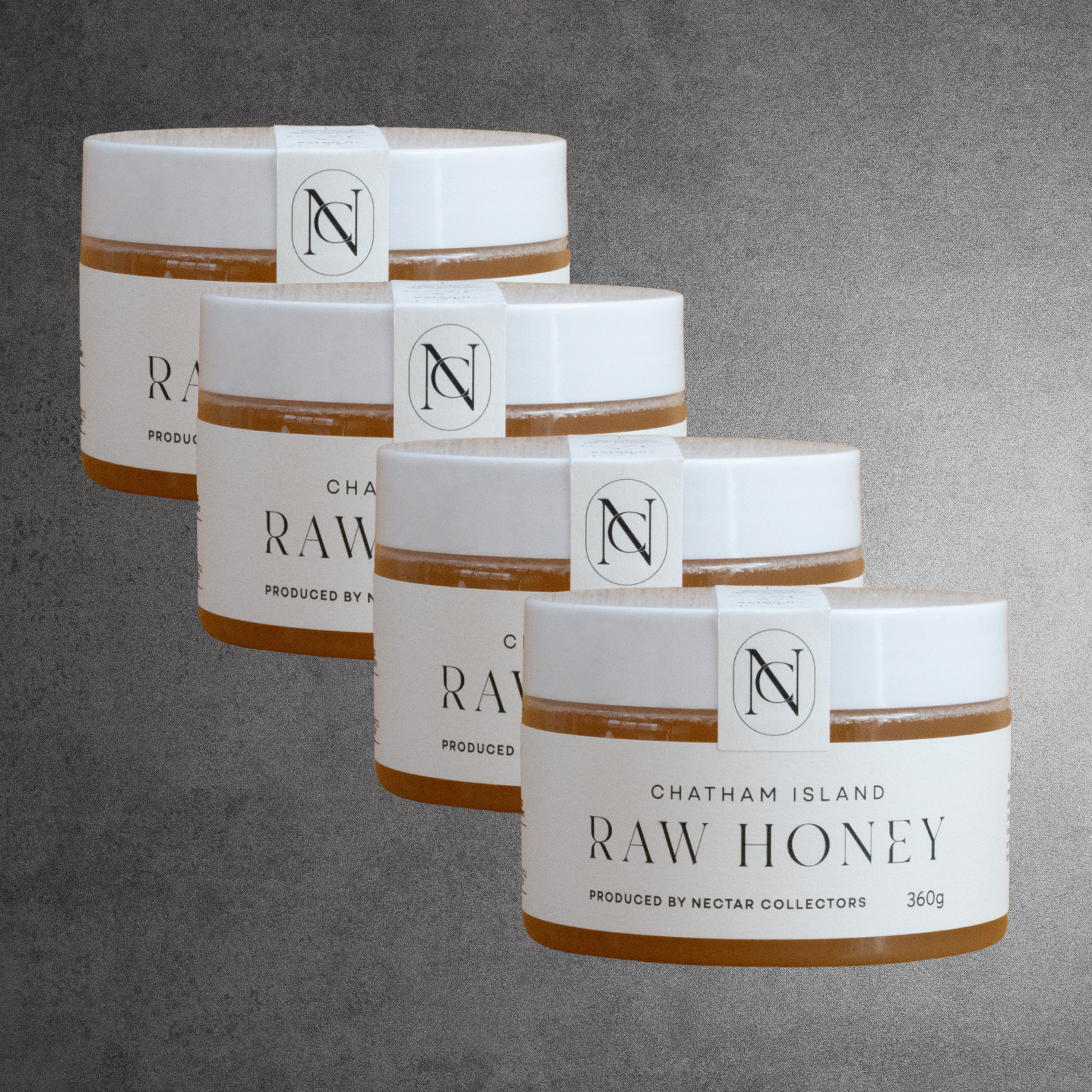 Nectar Collectors Chatham Island Raw Honey 360g Jar x 4